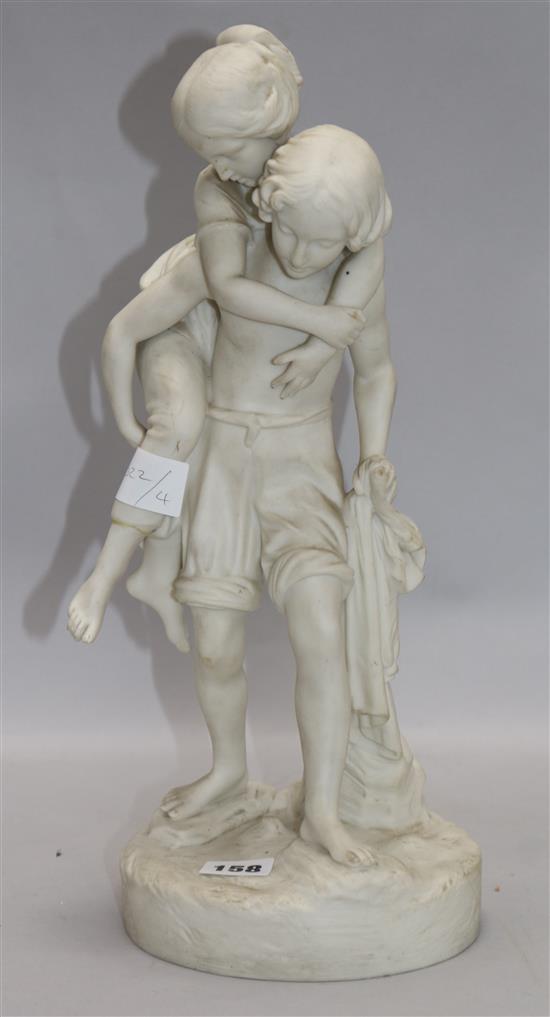 A Parian figure group height 41cm